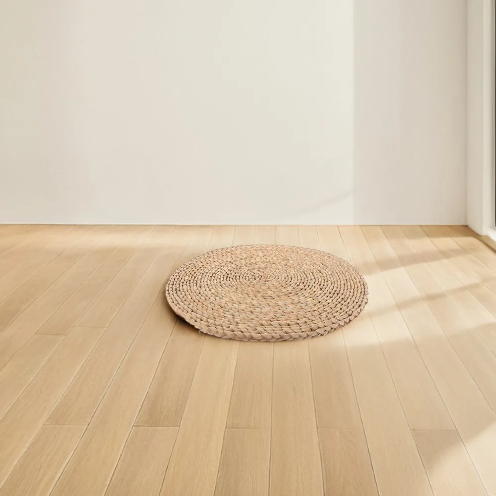

2Pcs Woven Straw Seat Cushion Comfortable Round Floor Mat Yoga Meditation Cushion Japanese Tatami Window Decor