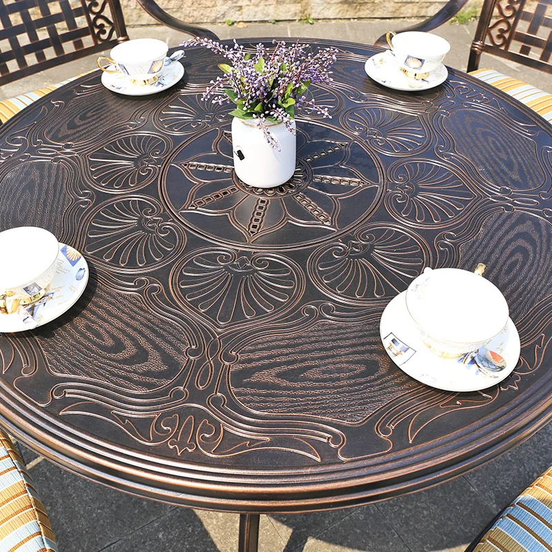 Outdoor table and chair courtyard round table combination outdoor open-air casual coffee table garden balcony terrace cast alumi