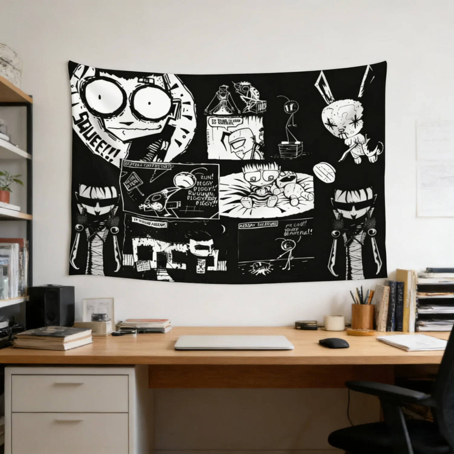 

Multi-Size Johnny the Homicidal Maniac Comic Pattern Tapestry for Festival Party Daily Use High Quality Print Design