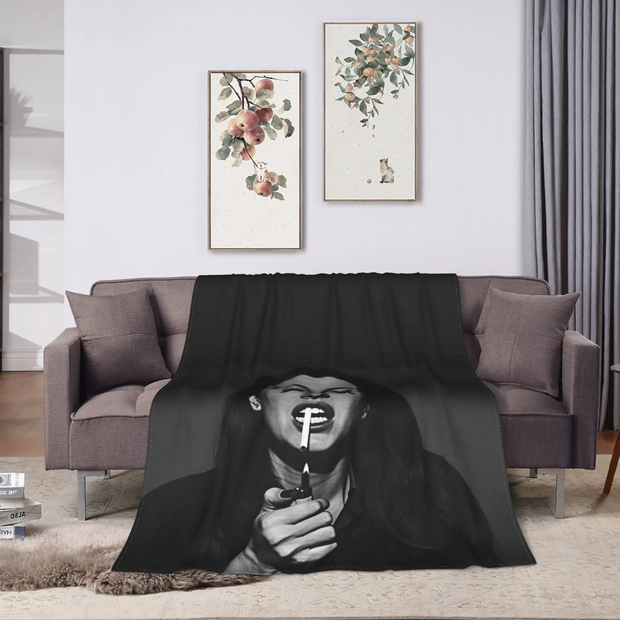 Super Soft Blanket Girls Boys Hot Singer Lana Del Rey Throw Blanket Flannel Bedspread For Couch Chair Comfortable Sofa Bed Cover