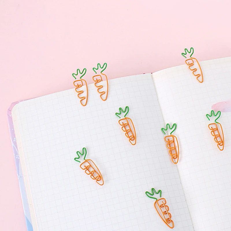 

10PCS Creative Colorful Fruit Cute Carrot Bookmark Paper Clip School Office