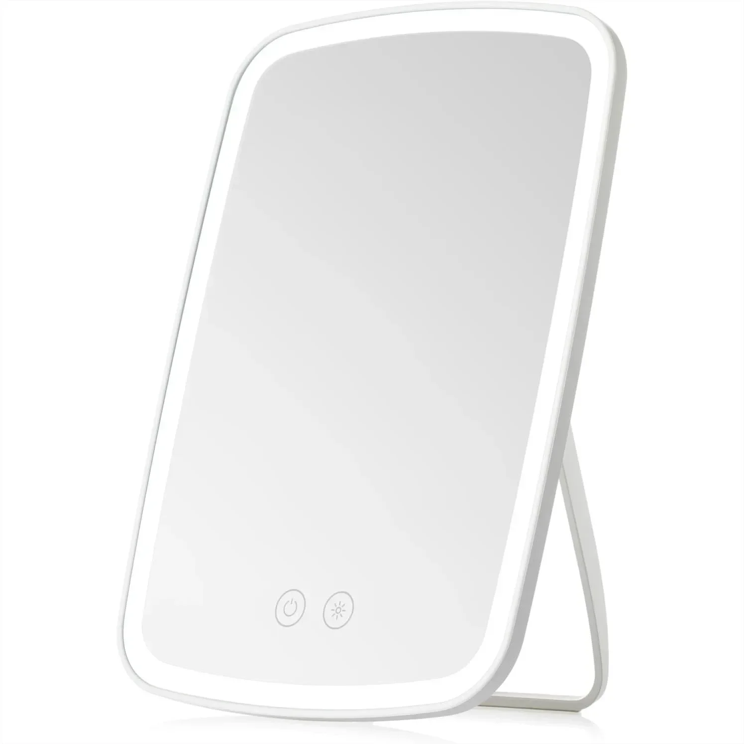

Lighted Makeup Mirror with 3 Colors & Brightness, 1500mAh Rechargeable Portable Vanity Mirror for Travel and Home