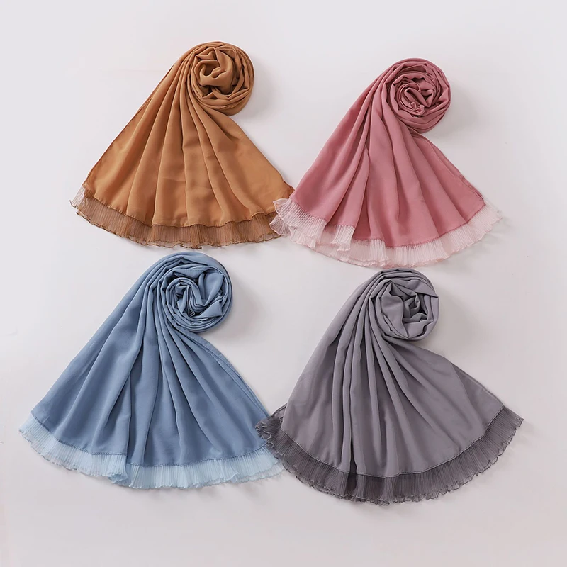 ファッションムスリムモーダルヒジャブシフォンショール女性用無地ソフトヒジャブスカーフビッグレーストリムヘッドスカーフイスラムターバンヘッドバンド