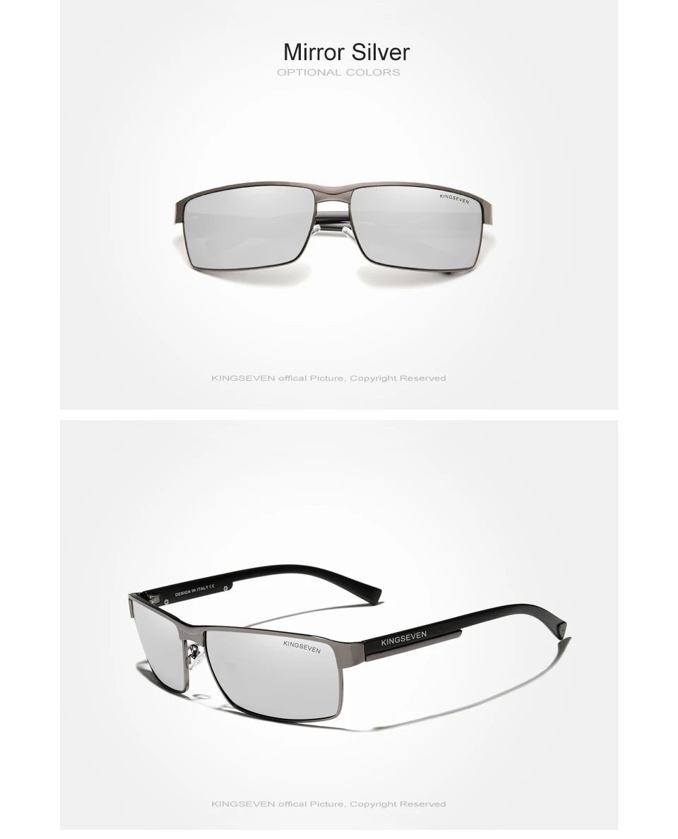 KINGSEVEN Marken-Polarisierte Sonnenbrille für Männer und Frauen, Blendschutzbrille, Eckige Form, UV400-Schutz – Detail 4