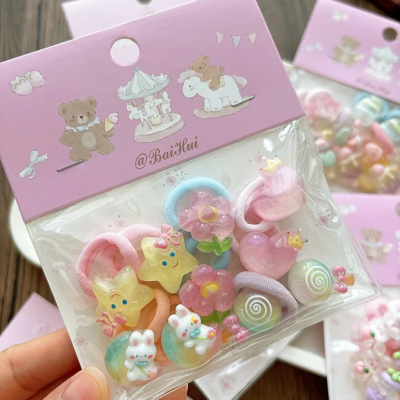 Bobine per capelli per bambini da 10 pezzi Anelli per capelli morbidi ed elastici Mini cravatte per neonati Accessori delicati senza danni Design di frutta