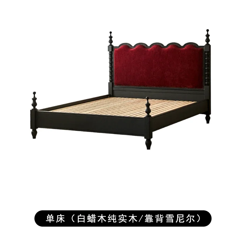 

French retro all solid wood ash wood American medium and ancient bed double red princess bed