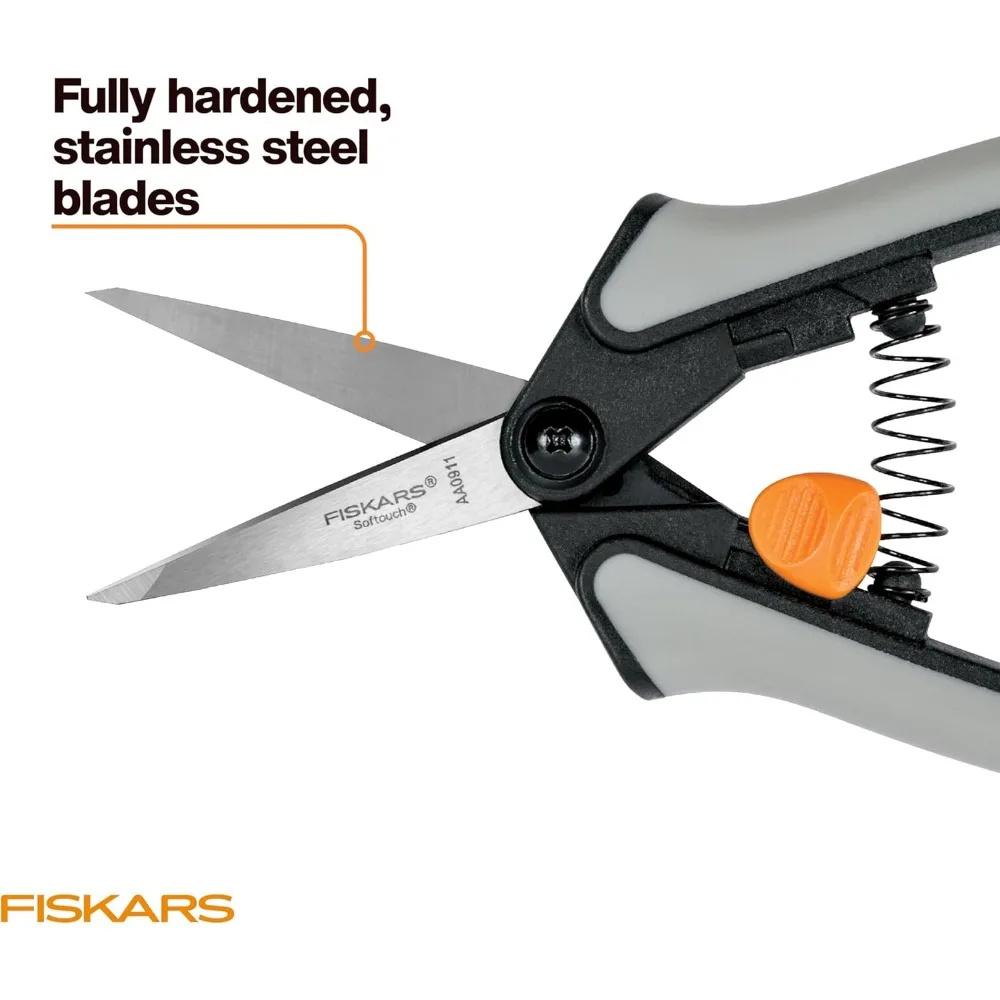 Set di forbici da potatura a micro punta Fiskars da 15 pezzi con lame di precisione in acciaio inossidabile e manici Softgrip per morto, rifiniture