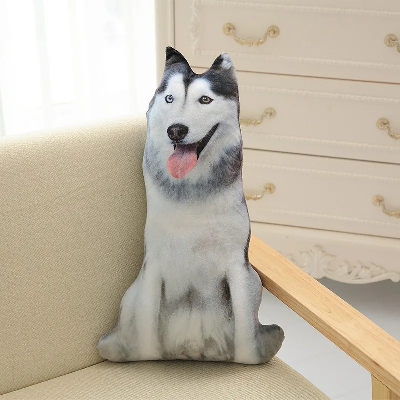 

3D Cute Bend Dog Pillow 20CM Throw Pillow Lifelike Animal Funny Dog Head Cosplay Children Favorite Toy Cushion Christmas Gift