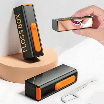 10 Stuks Mecha Windspiegel Draagbare Floss Box Auto Pop-Up 10 Stuks Mini Transparante Floss Stick Opbergdoos Mondverzorging Floss Organizer
