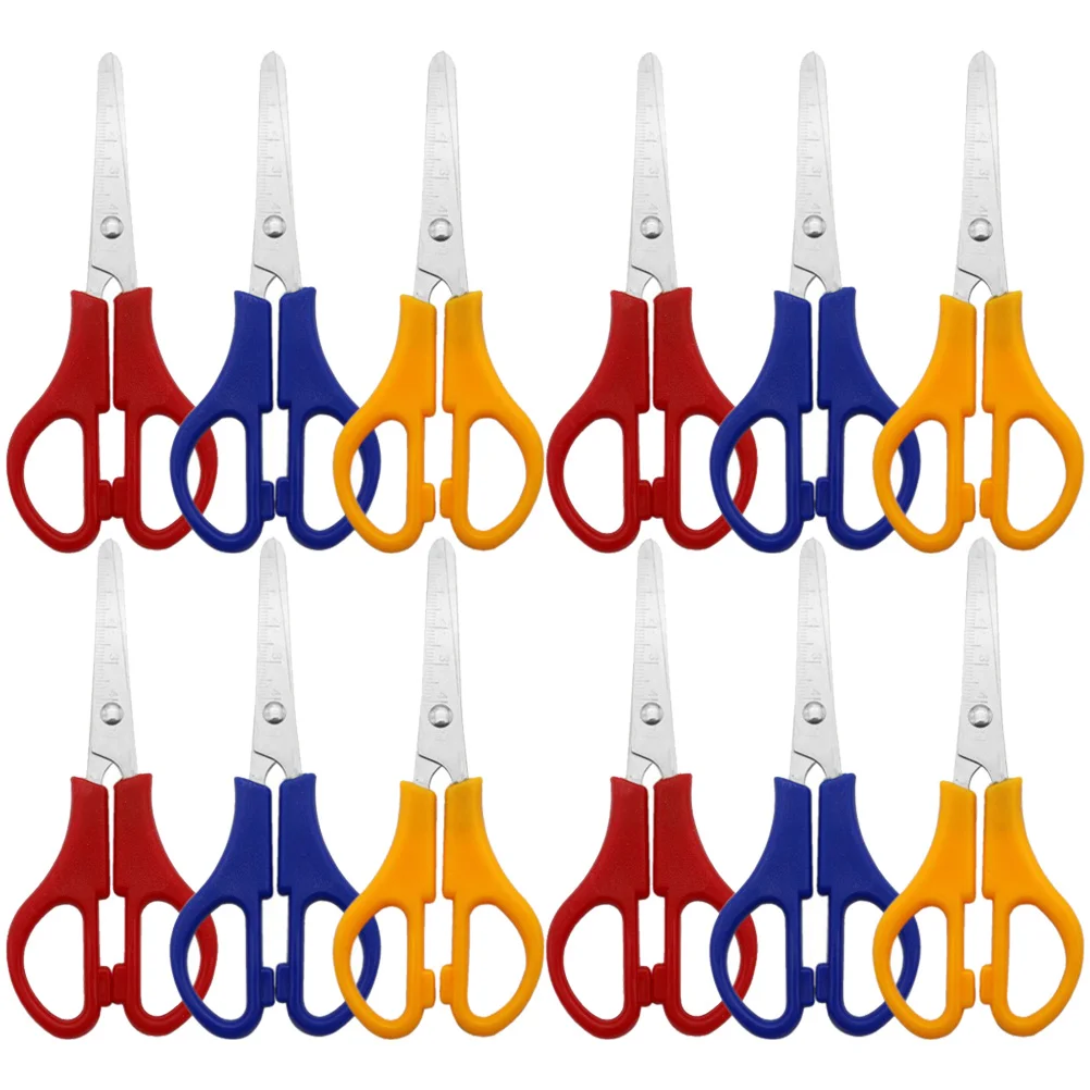 12 Pcs Graduated Scissors Pencils Bulk DIY Office Round Head for School Sewing Stainless Steel Students with Scale Craft