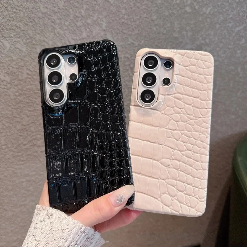 fashion Crocodile Leather Hard Phone Case for Samsung Galaxy S26 S25 S24 S23 Ultra S26 ultra Luxury Alligator Emboss PU Cover﻿