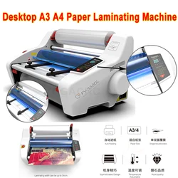 Desktop A3 A4 Paper Laminating Machine English Version Four Roller Cold Hot Laminator Rolling Machine FY-350DL For Film Photo