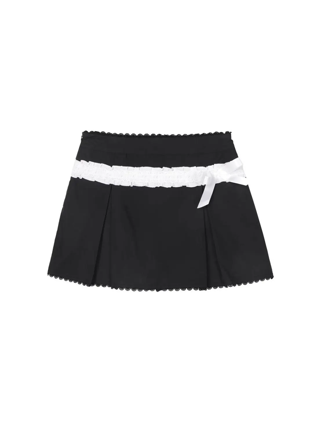 Hot Girl Heavy Industry Stitching Design Bow Skirt Women'S 2025 Spring New High Waist Bag Hip Pleated Skirt