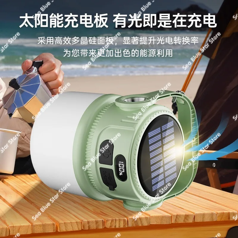 Popular digital display solar camping light outdoor tent portable night market stall light solar light