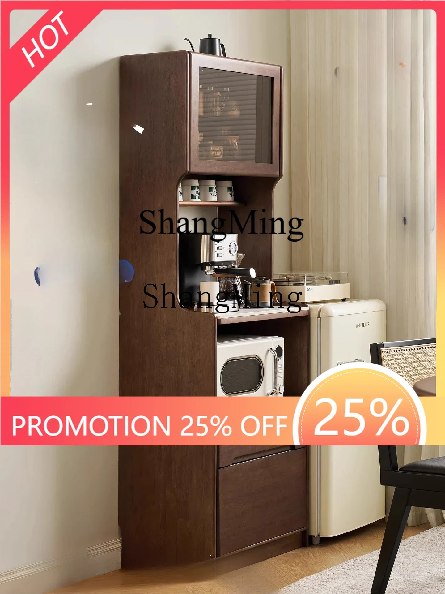 FG good-looking solid wood sideboard, wall-by-wall integrated locker, narrow coffee and tea cabinet