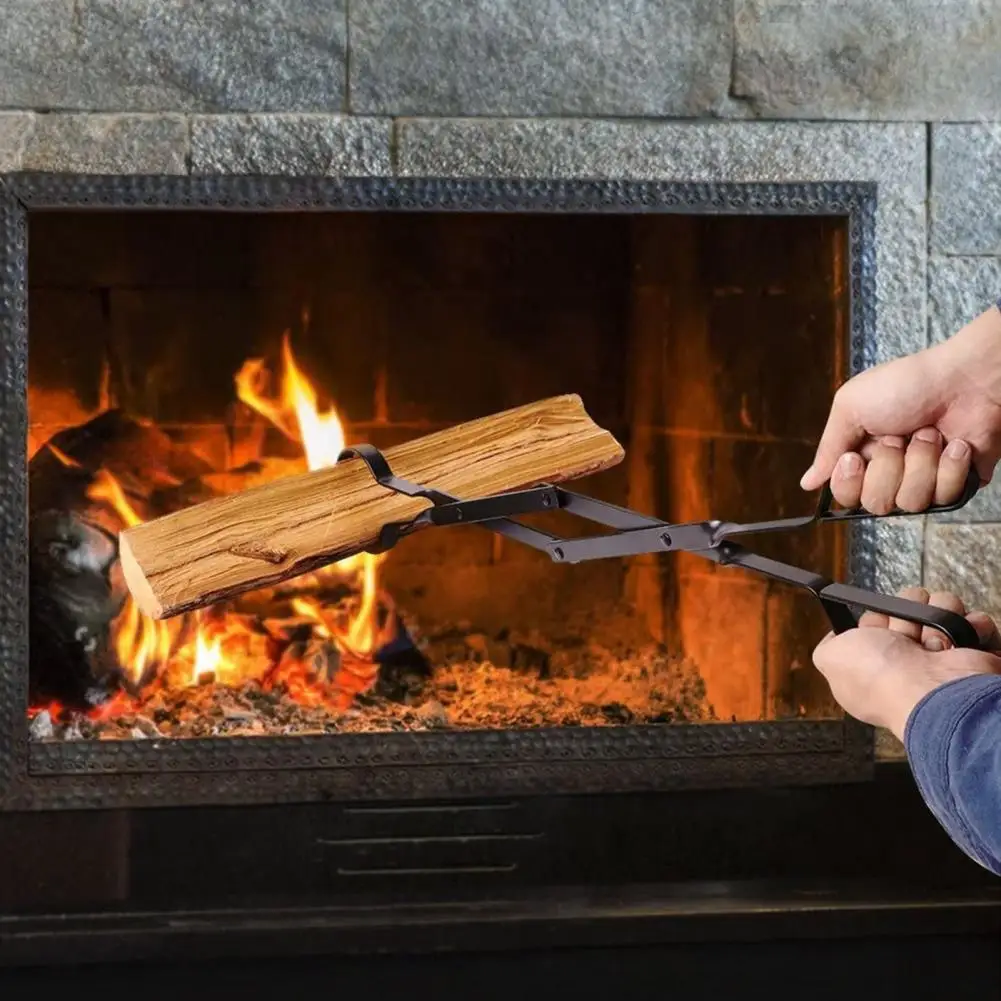 Log Claw 26 Inch Heavy Duty Fireplace Tongs Cast Iron Log Grabber Tweezers Long Handle Firewood Claw for Indoor Outdoor Use