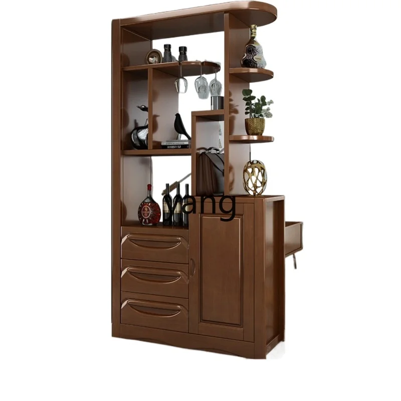 

Yjq Solid Wood Hall Cabinet Modern Chinese Style Entrance Foyer Decoration Partition Screens Double-Sided Locker