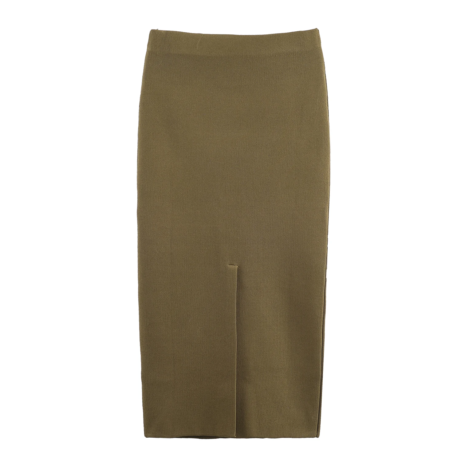 KONDALA Casual Chic Green Women Knit Suits Long Sleeve V Neck Slim Cardigans Sheath Split Midi Skirts Fashion 2025 Vintage Sets image 3