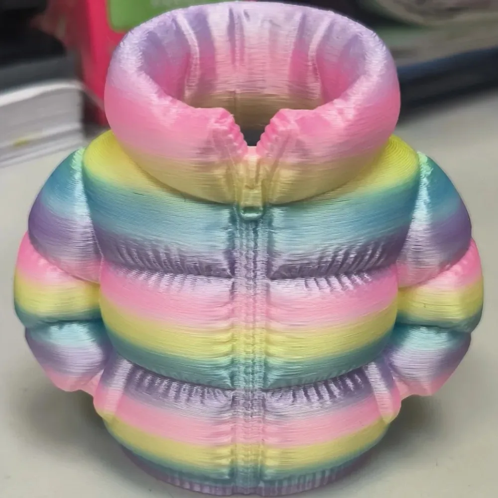 3D Printed Cute Down Jacket Shape Pen Holder Desktop Storage Home Decor Ornament Birthday Gifts