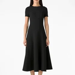 Women's O-Neck Short Sleeve A-Line Dress, Solid, OL, Fashion, New, 2023, 32009