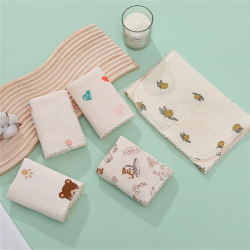 Cartoon Print Face Towel Hand Wash Essential Bathing Towel Baby Saliva Towel Soft Burp Cloth Practical Gift Accessory