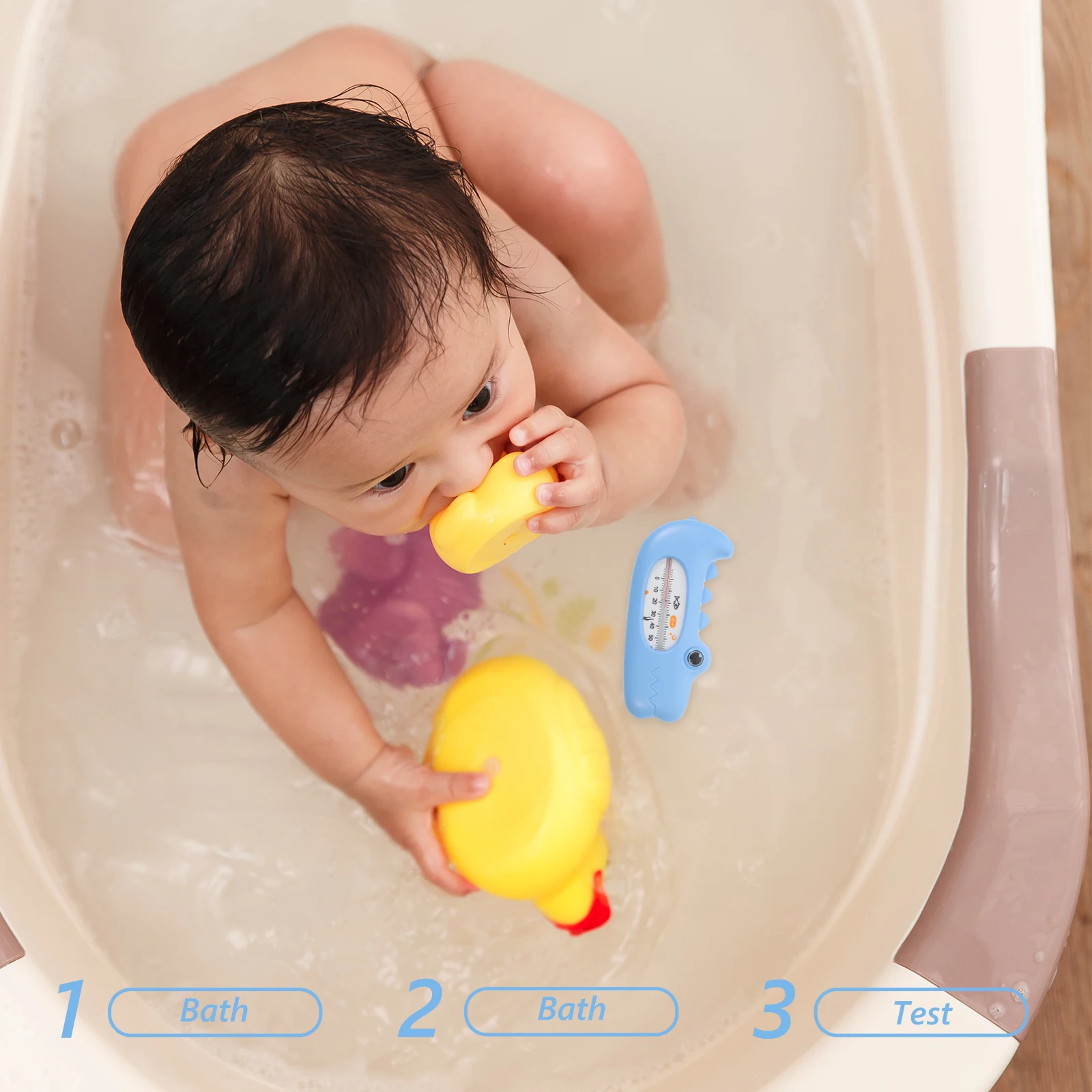 

Baby Water Thermometer Bath Floating Monitor Safety PP Temperature Measurement Tool for Kids Blue Crocodile Design