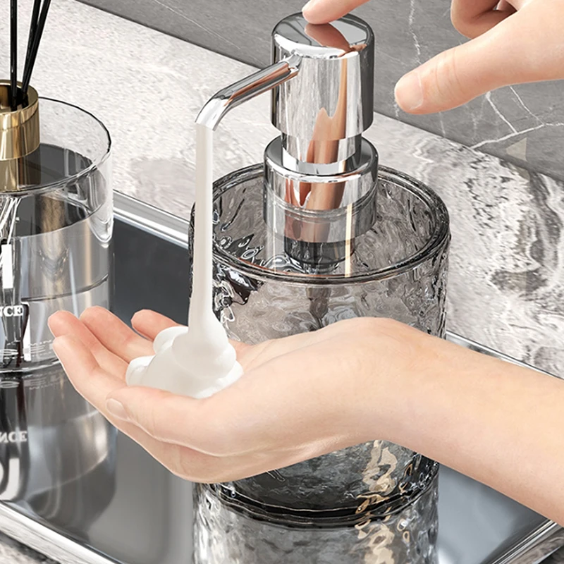 Dispensador de jabón con bomba de plástico de 300/400ML, botella dispensadora de jabón, contenedor líquido de loción desinfectante de manos transparente de lujo ligero