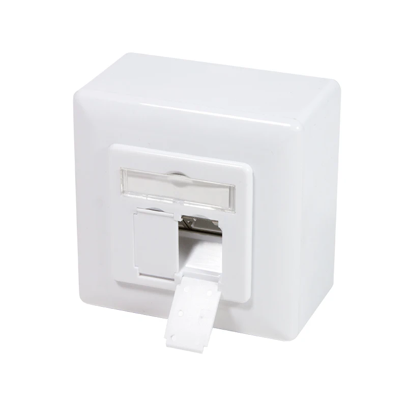 Linkwylan CAT6 Network Outlet 2-Ports Dual Port Surface Mount Box Wall Plate European Type German 80x80mm Face Plate Shielded