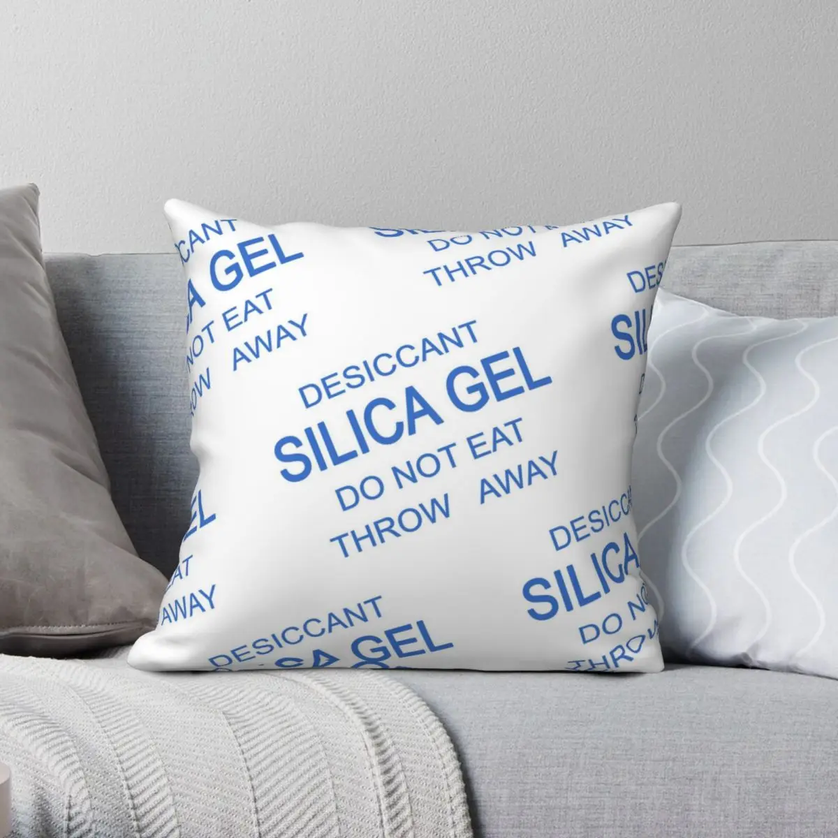 Silica Gel Blue Do Not Eat Pillowcase Polyester Linen Velvet Printed Zip Decor Throw Pillow Case Sofa Cushion Case 18