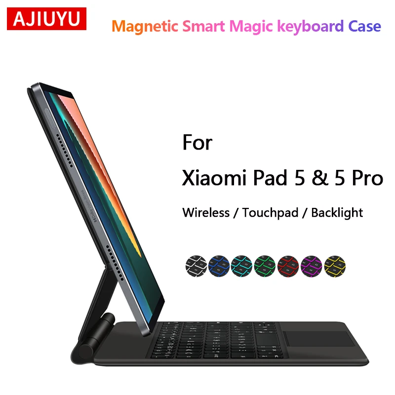 

Чехол с волшебной клавиатурой с подсветкой для Xiaomi Mi Pad 5/5 Pro 2021 MiPad 5/5Pro, 11-дюймовый магнитный плавающий дизайн, трекпад, клавиатура