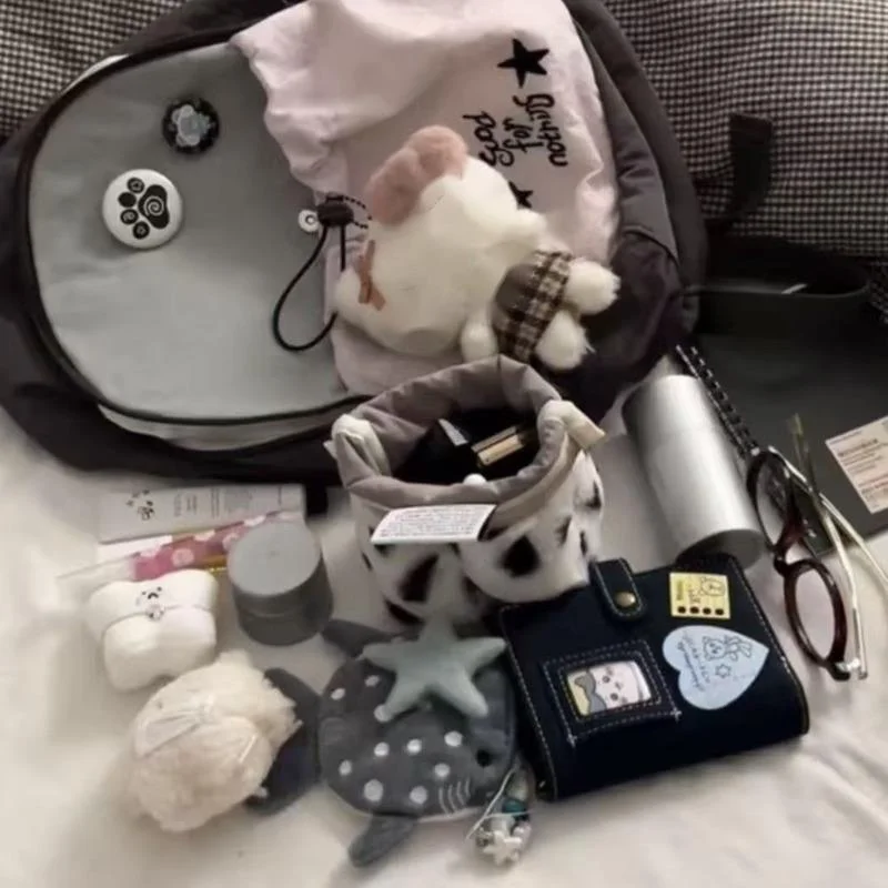 Star Y2K Grey Pink Backpacks Embroidery Korean English Print Back To School Sweet Commuter Zipper High Capacity Bag Backpack New