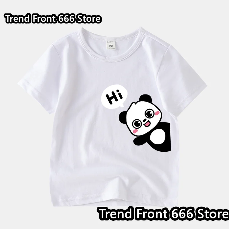 Camisetas de algodón para niños y niñas, camiseta de manga corta con estampado divertido de Panda, Camiseta de cuello redondo para niños, ropa para niños