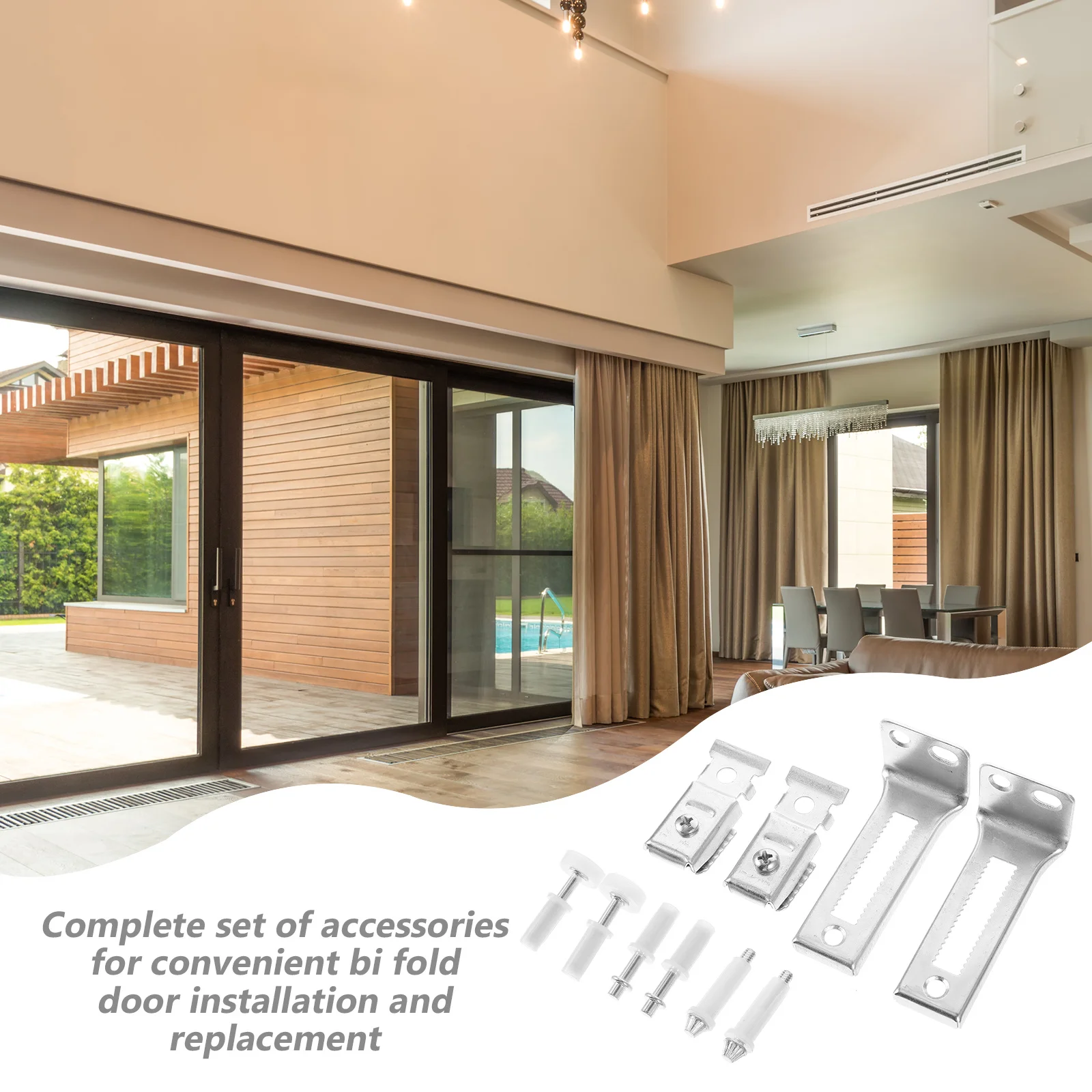 

1 set 1 Set Sliding Track Roller Kit For Bi-Fold Doors Heavy Duty Closet Door Hardware Repair Tool Replacement Parts