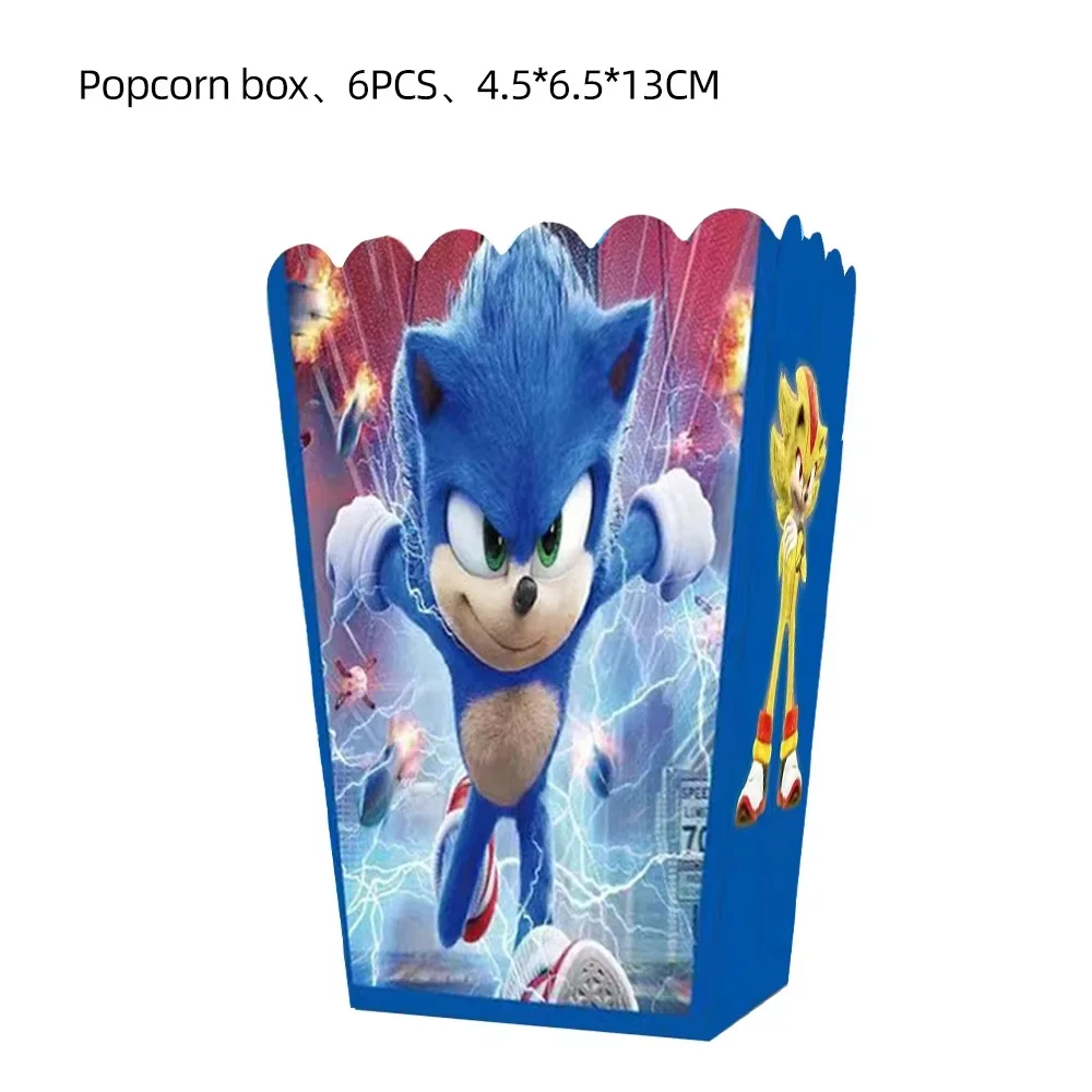 6/24pcs Sonic Popcorn Boxes Theme Party Decoration Birthday Party Favor Popcorn Treat Boxes Party Supplies - view 6