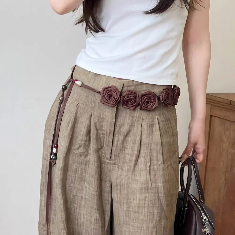 Perlina Bohemian Floral Vita Corda Rosa Jeans Decor Abito Catena in vita Decorazione pantaloni Accessori per capelli