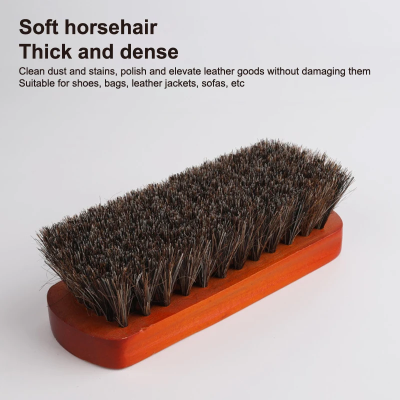 1pc Horsehair Wood Brush Car Seat Details Polishing Brush High-End Scrub Dirt Removal Shoe Brush Clothing Brush Cleaning Brush