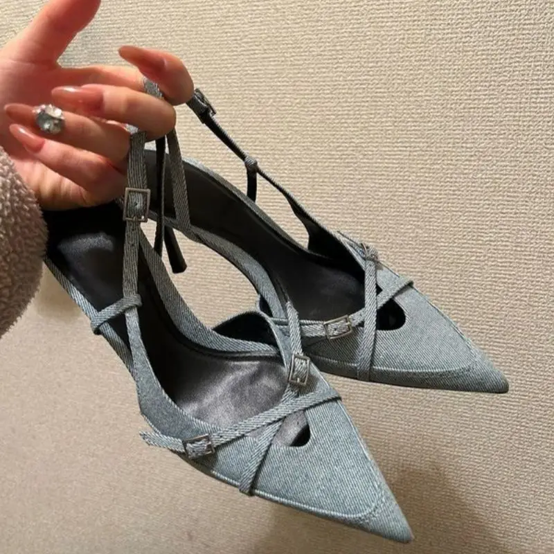 

2025 Summer Women High Heels Sandals Sexy Pointed Toe Dress Party Shoes for Women Designer Fashion Casual Heels Sandals