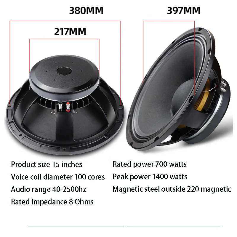 Altavoz de escenario profesional de alta potencia, altavoz de 15 y 18 pulgadas, 220 magnético, 100 núcleos, graves pesados, frecuencia completa, KTV