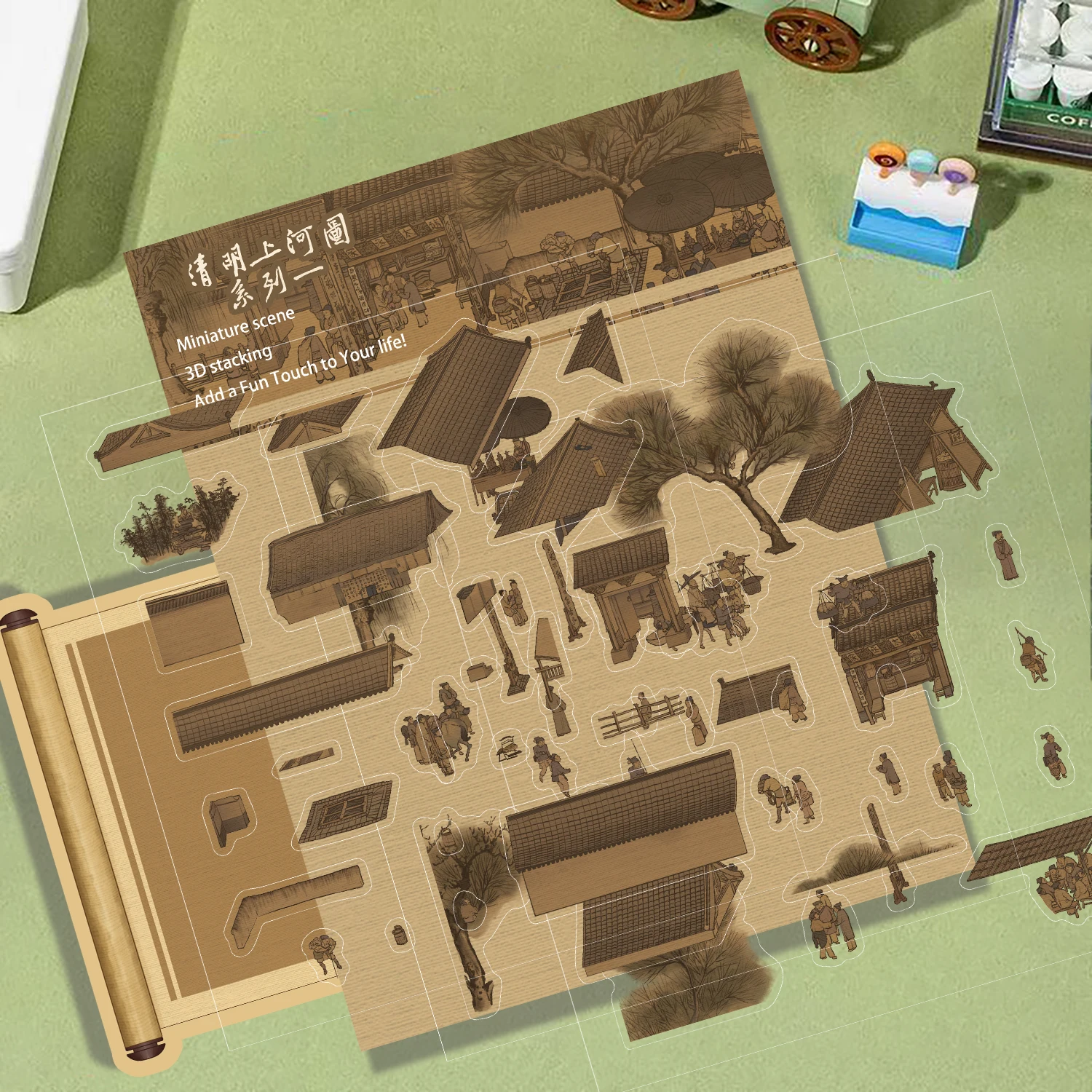 2/3 قطعة ساحل الورد ، ملاحظات حساء السلحفاة ثلاثية الأبعاد ملصقات المناظر الطبيعية المشهد التراص البصرية ملصقات ثلاثية الأبعاد هدية للأطفال