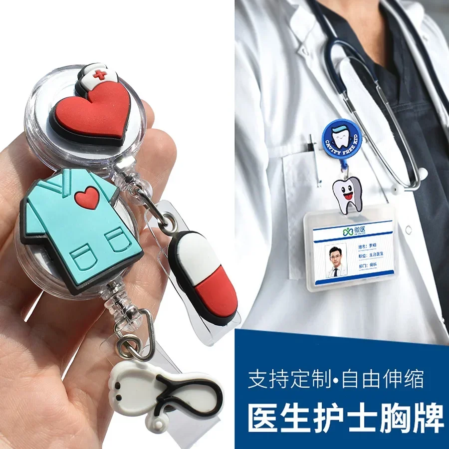 1pc Kreative Krankenschwester Arzt Stil Abzeichen Clip Versenkbare Abzeichen Reel Karte Halter Ausstellung Name Karte Teile Porta Credencial
