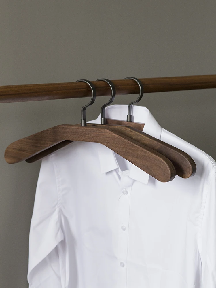 Seamless Walnut Wood Clothes Hanger for Men and Women, Anti-slip Hangers, Hanging, Home, Bedroom, Clothes Support, 3Pcs