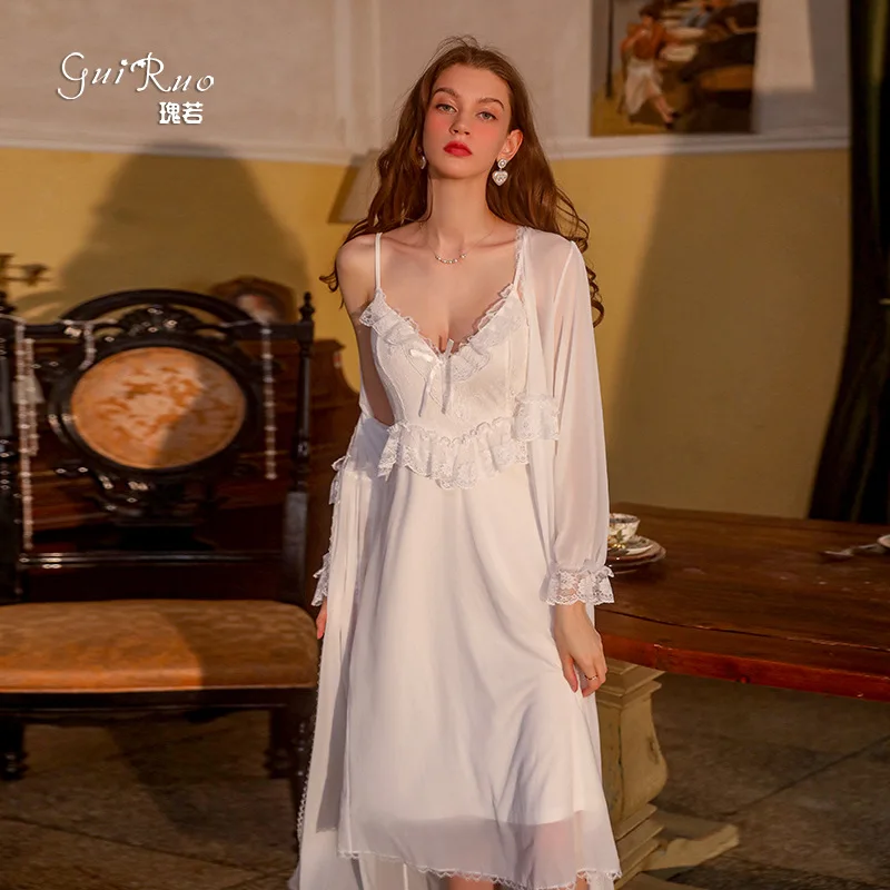 

Sexy lace nightdress, outerwear, women's suspenders, high-end ice silk, backless comfortable cool loungewear