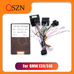 QSZN Car radio Canbus Box Decoder For BMW E39 E46 Harness Wiring Cables 16PIN Wiring Harness Plug Power Cable Android