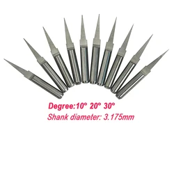 3.175mm Milling Bits 10 20 30 Degree End Mill Cutter Tools for Woodworking CNC Router Lathe Cutting Milling and Engraving