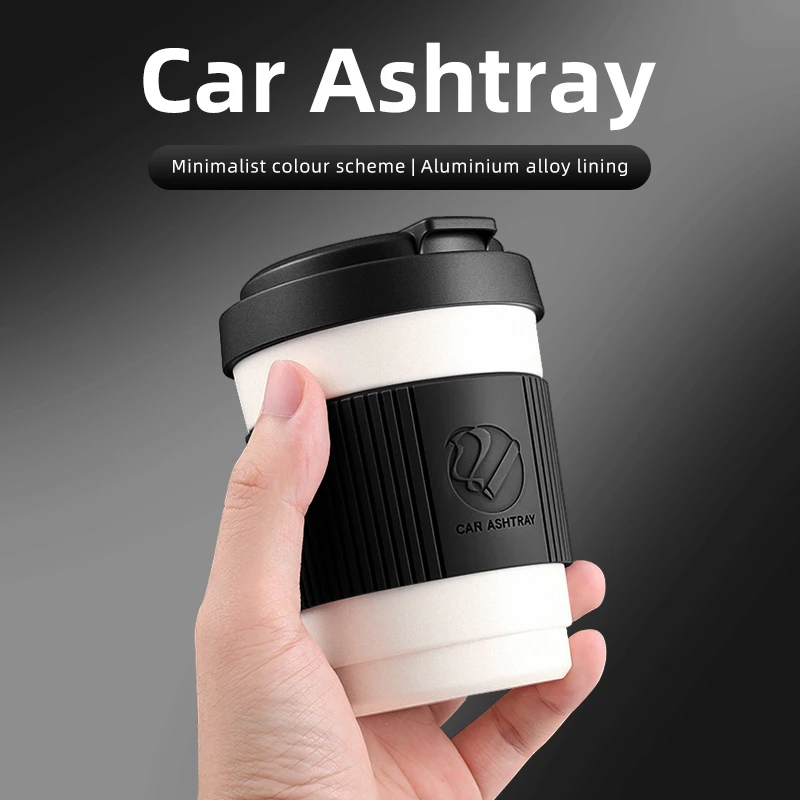 Car Ashtray Creative Coffee Cup Detachable Stainless Steel Ashtray with Lid and LED Lights Functional for Home Truck Interior