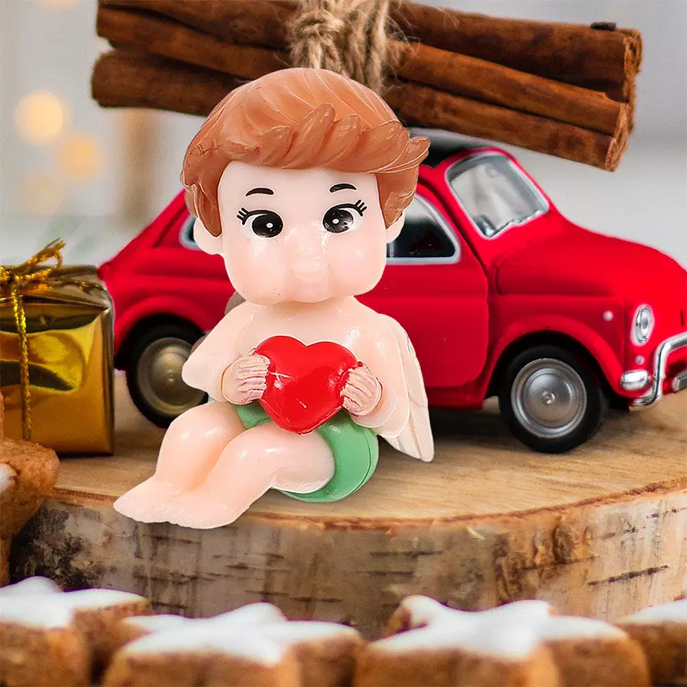 8Pcs Cupid Couple Resin Ornaments Car Dashboard Decor Cute Car Accessories for Women Desktop Garden Micro Landscape Dash Decor