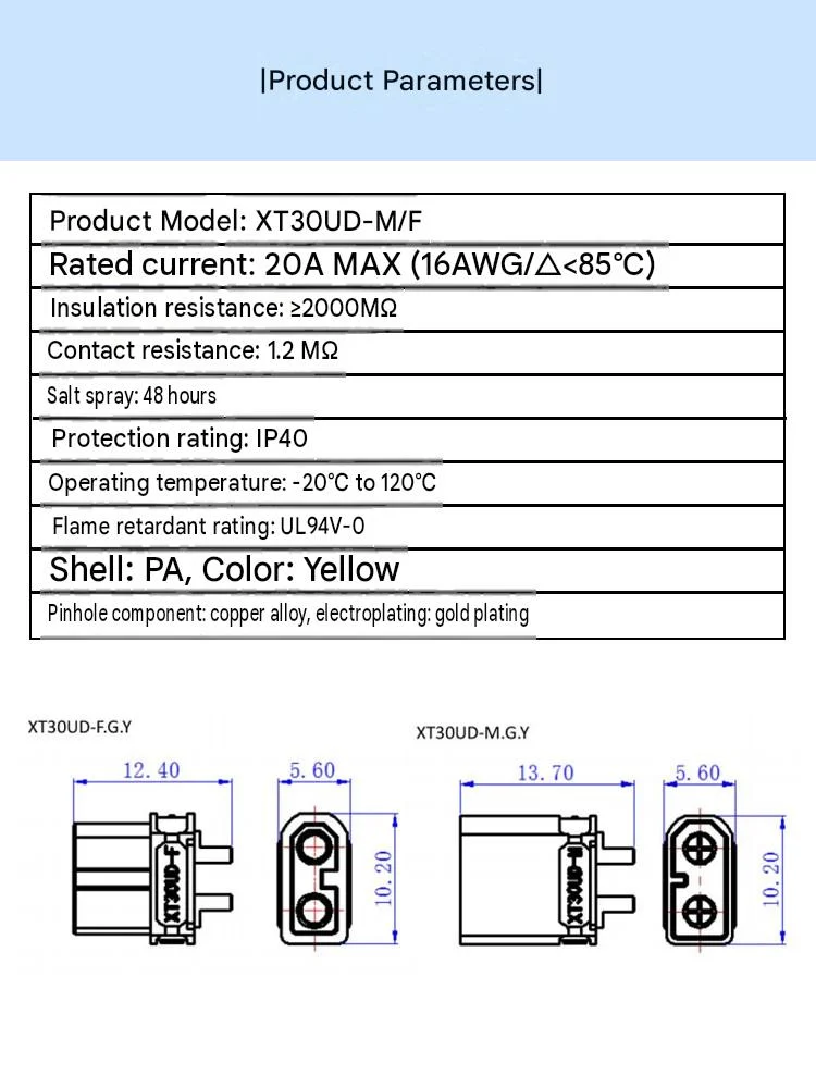 Amass XT30UD Upgraded Waterproof Model, Genuine 10-30A Current Model Airplane Battery with Wide Applications.