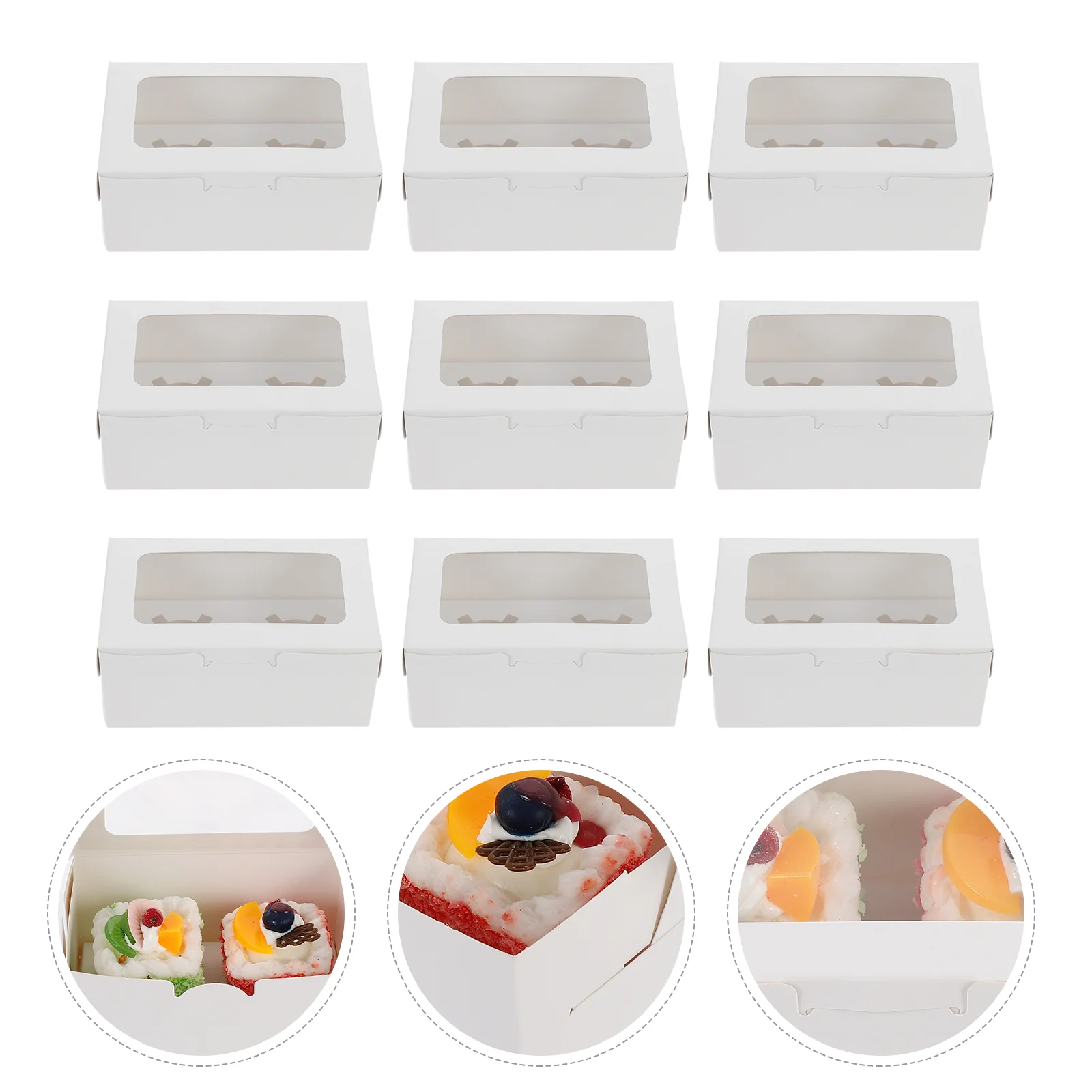 

15 Pcs Cake Box Container Cookie Boxes with Window Muffin Containers Clear Cups Stand Paper Dessert