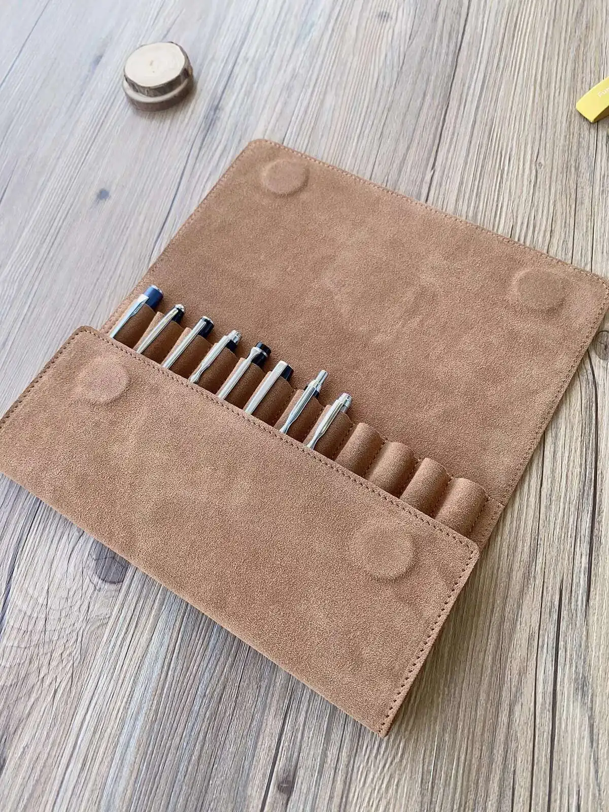 Genuine Leather Large Capacity Pen Storage Bag Simple First Layer Cowhide  Pen Case Multifunctional Stationery