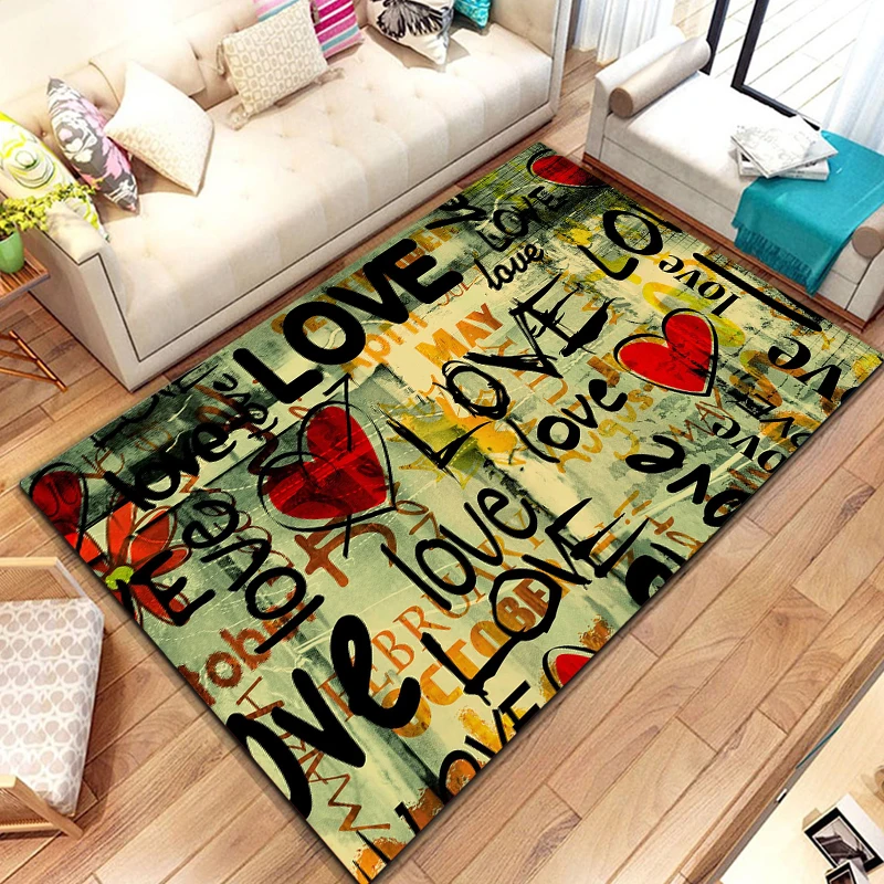 

Romantic Couple Love Theme Carpet Soft Absorbent Mat Home Bathroom Living Room Bedroom Kawaii Non-slip Carpet for Home sonic